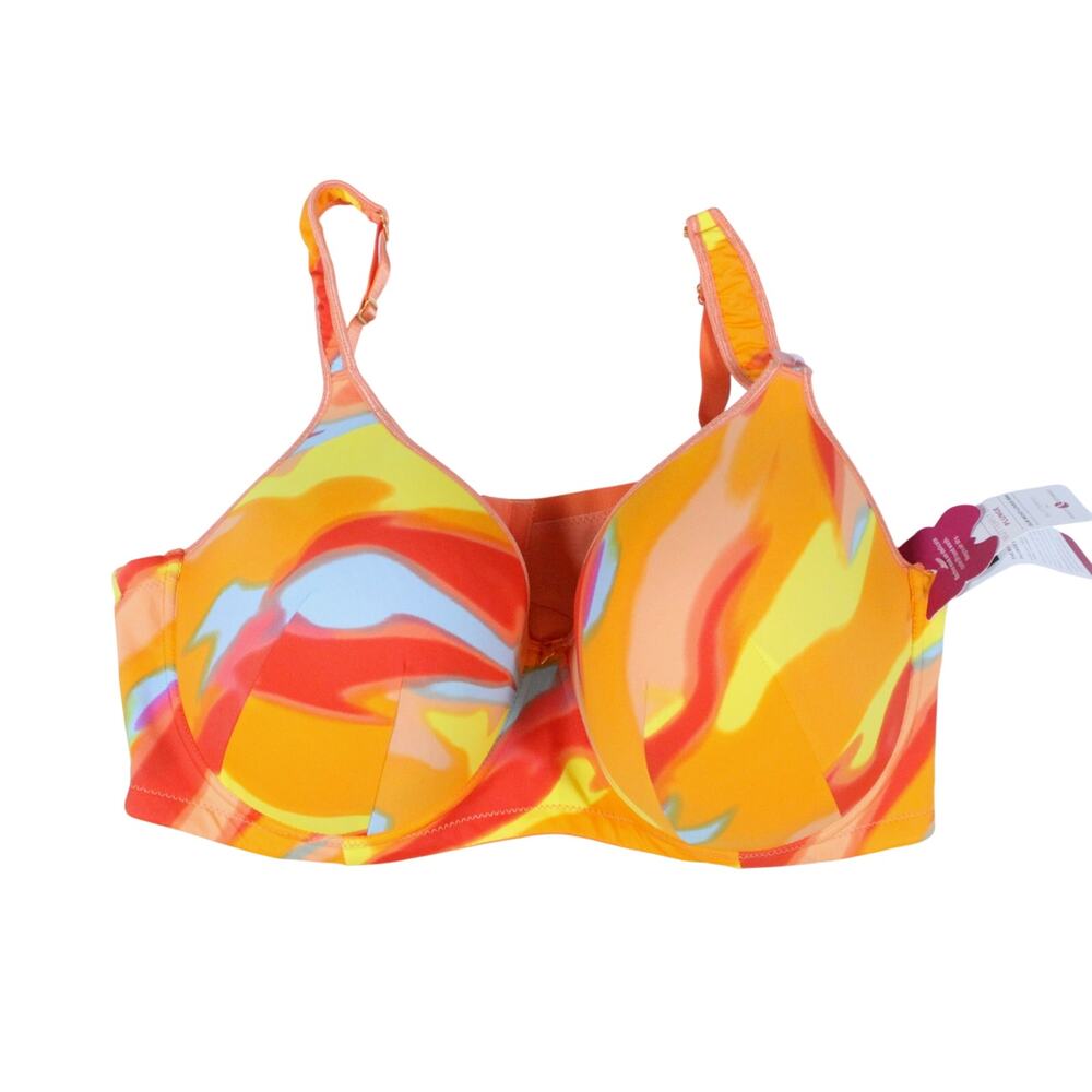 Ashley Stewart Butterfly bra watercolor psychedelic rainbow orange tie-dye 46DD